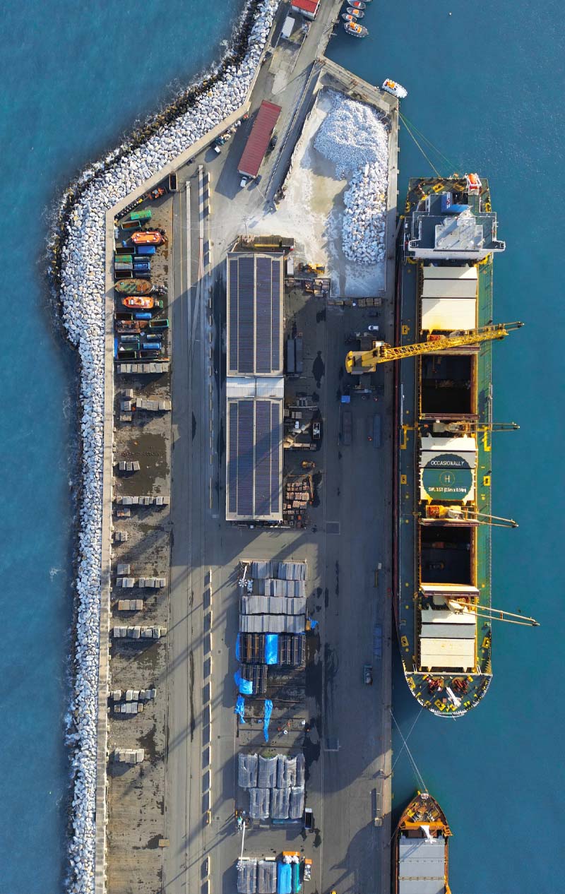 18563677 - cargo ship in port view of the stern